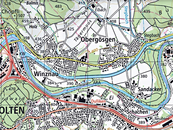 Alte Aare und Gösger Schachen, Quelle map.geo.admin.ch